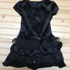Girls‎ Black Velour Ruffled Sparkly Sequin Tulle Party Dressy Dress Sz 4-5
